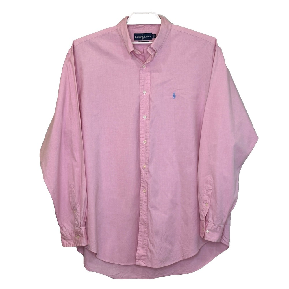 Ralph Lauren Classic Fit Shirt Mens Size 17 1/2 x 36/37 Light Pink‎ Button Front